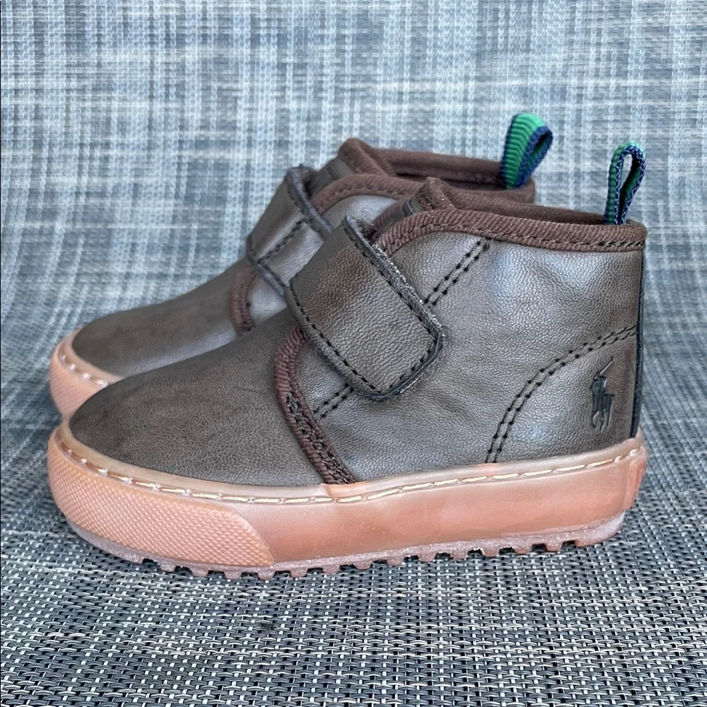 Polo by Ralph Lauren Brown Chocolate Chett-EZ Leather Strap Boots infant shoes 4